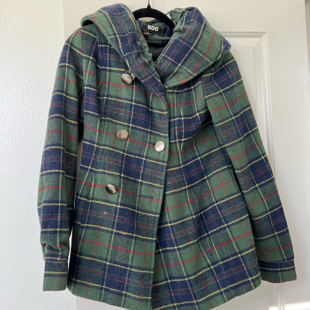 Urban Outfitters BDG Green Plaid Coat